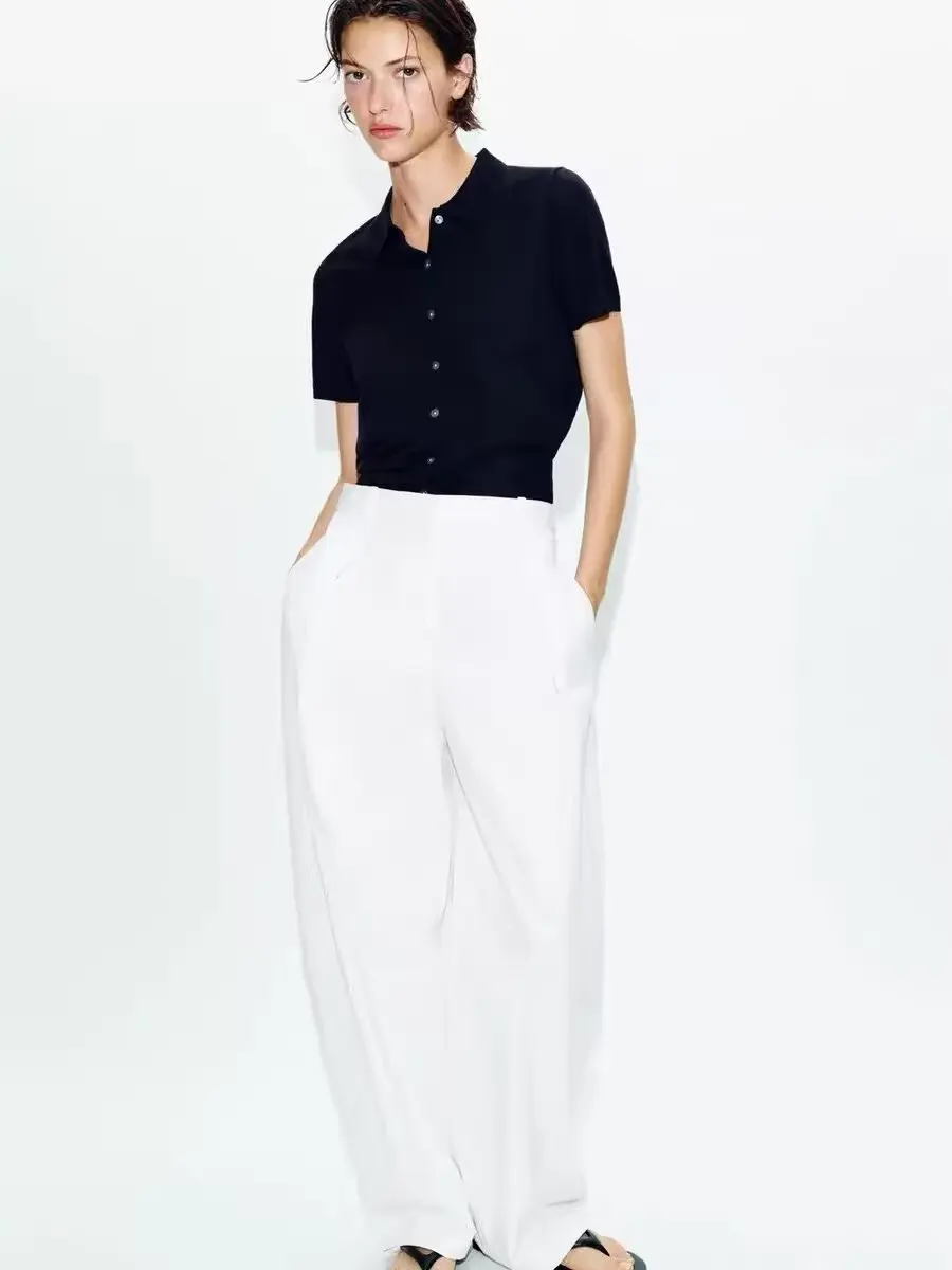 Spring New Arrival Women's Fashionable Pure Color Casual Knitted Short Sleeve Collared Jacket Standard Fit Button Detail
Spring New Arrival Women's Fashionable Pure Color Casual Knitted Short Sleeve Collared Jacket Standard Fit Button Detail