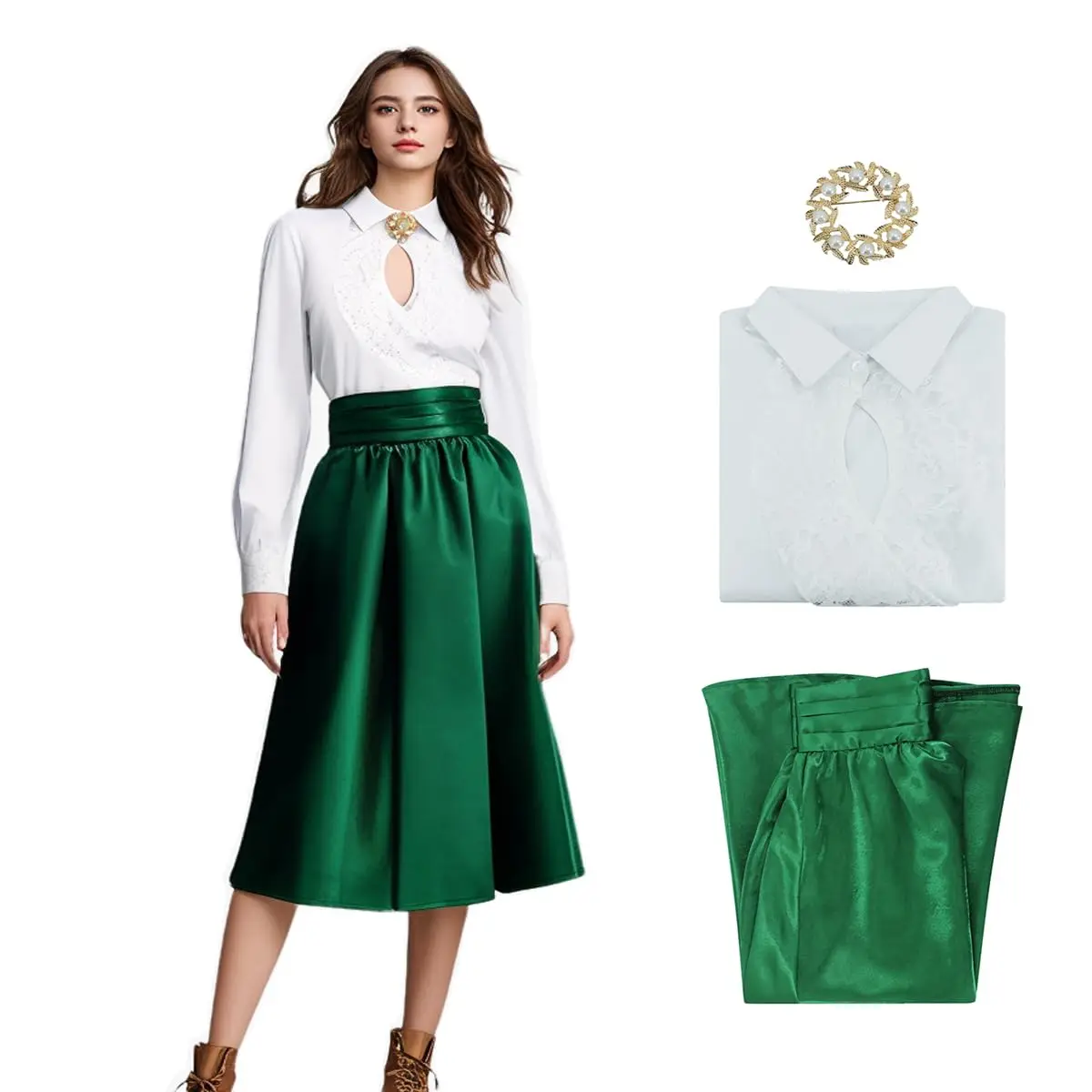 Ellen Costume Christmas Vacation Ellen Shirt Skirt Brooch Set Vintage Dress for Women
Ellen Costume Christmas Vacation Ellen Shirt Skirt Brooch Set Vintage Dress for Women