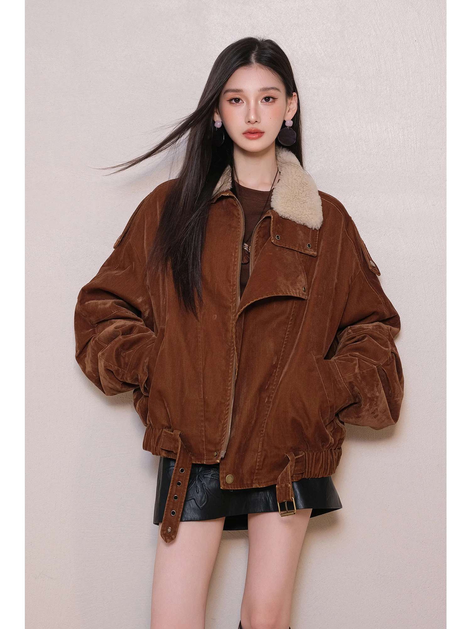 MIUCO Faux Velvet Lamb Fur Collar Parka Jaet Detachable Goose down Warm Outerwear Long Sve Zipper Closure Color
MIUCO Faux Velvet Lamb Fur Collar Parka Jaet Detachable Goose down Warm Outerwear Long Sve Zipper Closure Color