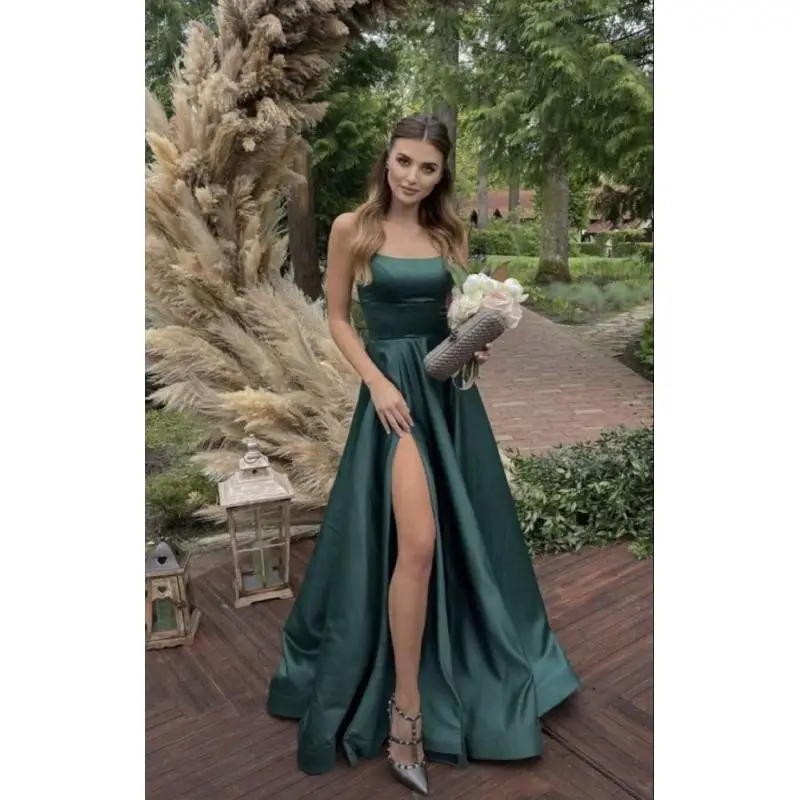 2025 Dress Beauty A-line Long Satin Evening Dress For Women Simple Spaghetti Straps Sexy Slit Wedding Prom Party Gowns Vestidos
2025 Dress Beauty A-line Long Satin Evening Dress For Women Simple Spaghetti Straps Sexy Slit Wedding Prom Party Gowns Vestidos