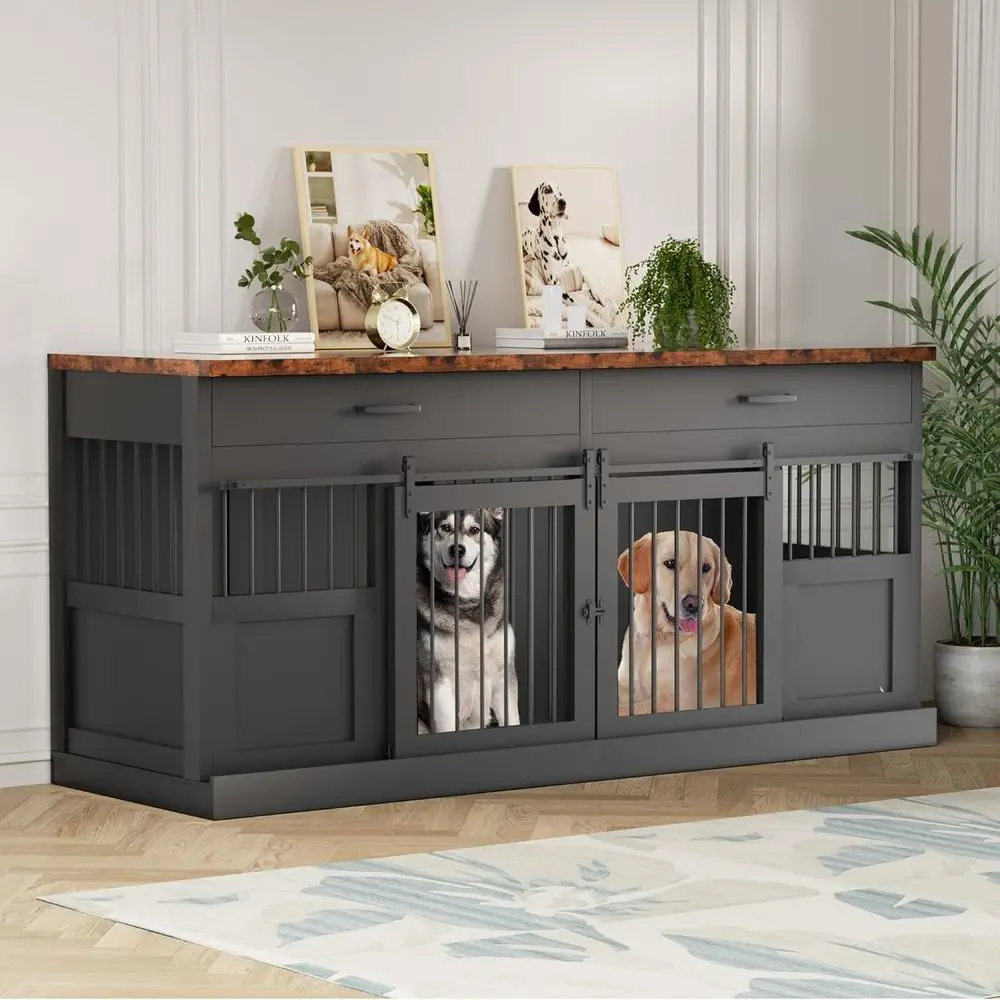 Extra Large 71 Decorative Indoor Dog Kennel with Removable Divider for Two XXL Dogs, Heavy Duty Black Crate Furniture
Extra Large 71 Decorative Indoor Dog Kennel with Removable Divider for Two XXL Dogs, Heavy Duty Black Crate Furniture