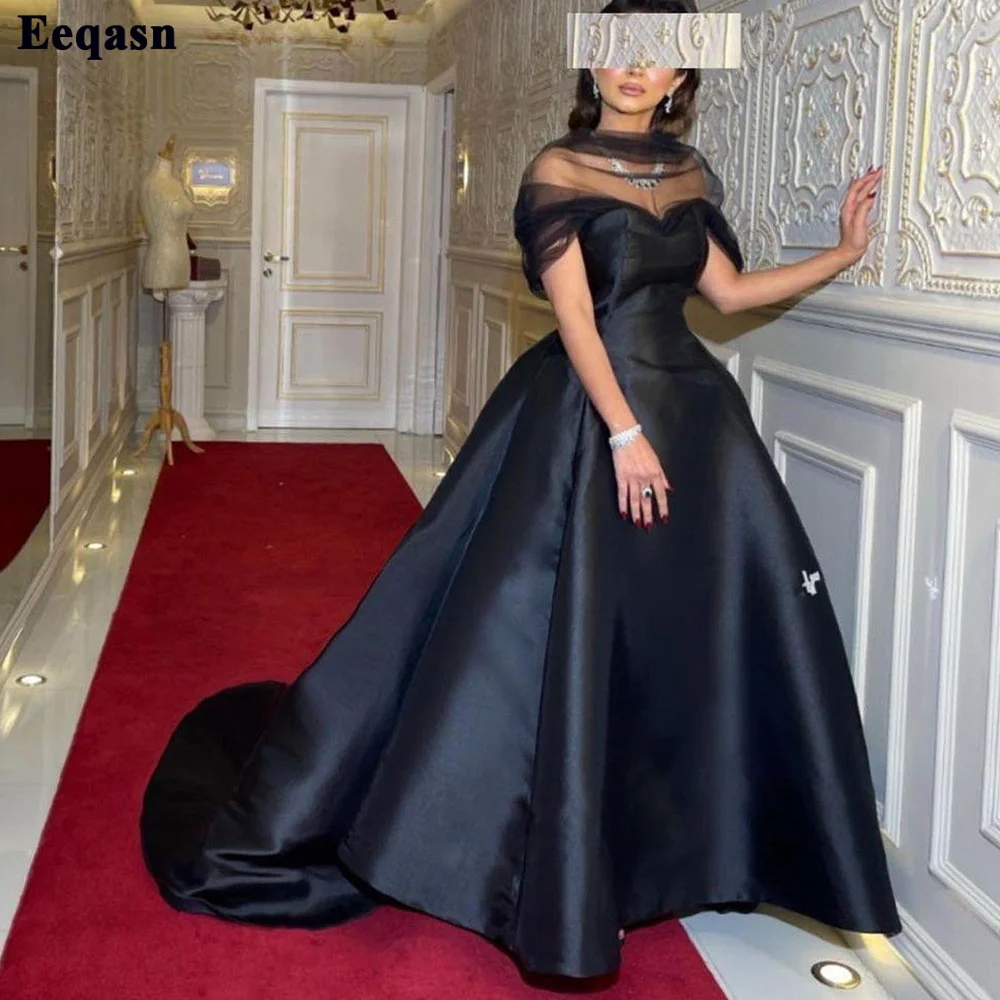 Eeqasn Black A Line Saudi Arabia Evening Dresses Long Satin African Formal Prom Dress Tulle High Neck Women Prom Party Gowns
Eeqasn Black A Line Saudi Arabia Evening Dresses Long Satin African Formal Prom Dress Tulle High Neck Women Prom Party Gowns