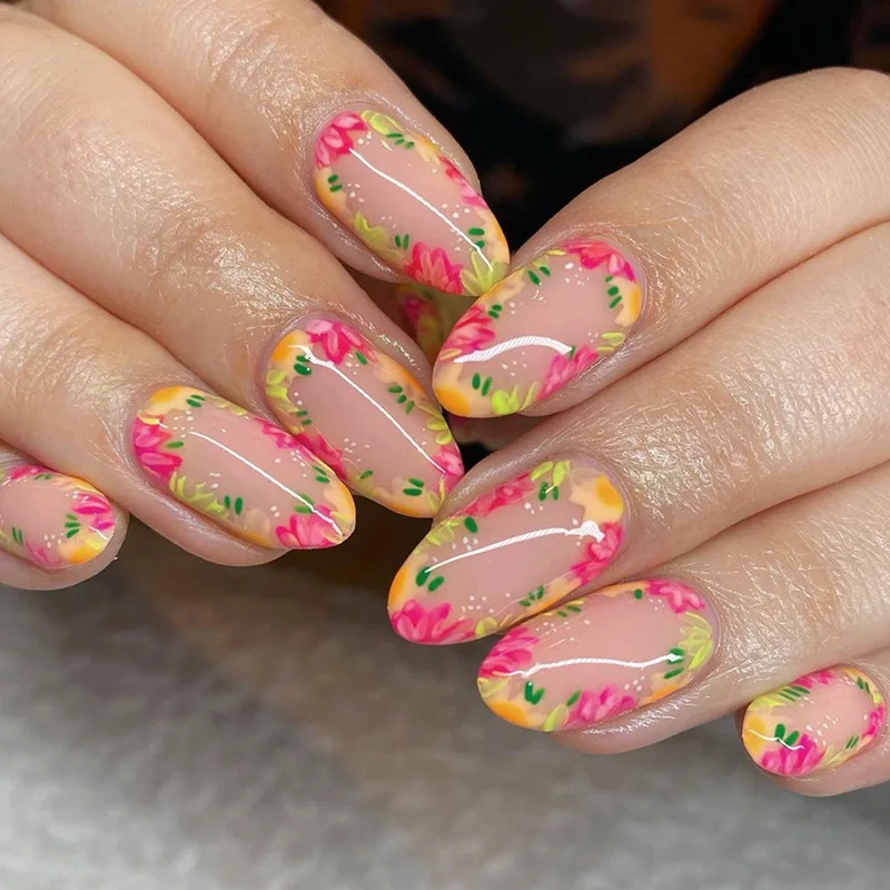 24pcs Press on Nails Short Oval Fresh Flower Beds Full Coverage Nail for Women&Girl Removable Wearable False Nail Hot Summer
24pcs Press on Nails Short Oval Fresh Flower Beds Full Coverage Nail for Women&Girl Removable Wearable False Nail Hot Summer
