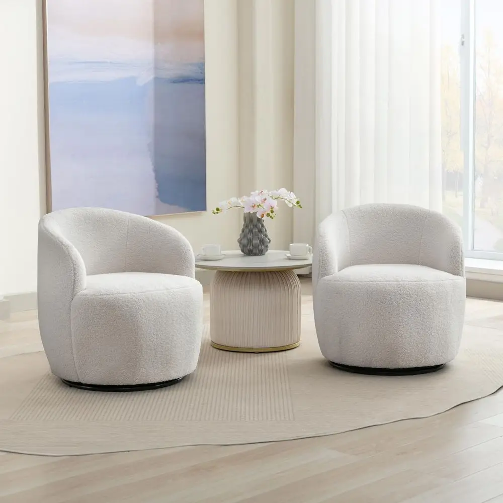 Swivel Barrel Chair Set of 2, 360 Small Single Sofa Armchair Comfy Round Sofa Chair, Boucle Chairs Padded Armchair, Modern Roun
Swivel Barrel Chair Set of 2, 360 Small Single Sofa Armchair Comfy Round Sofa Chair, Boucle Chairs Padded Armchair, Modern Roun