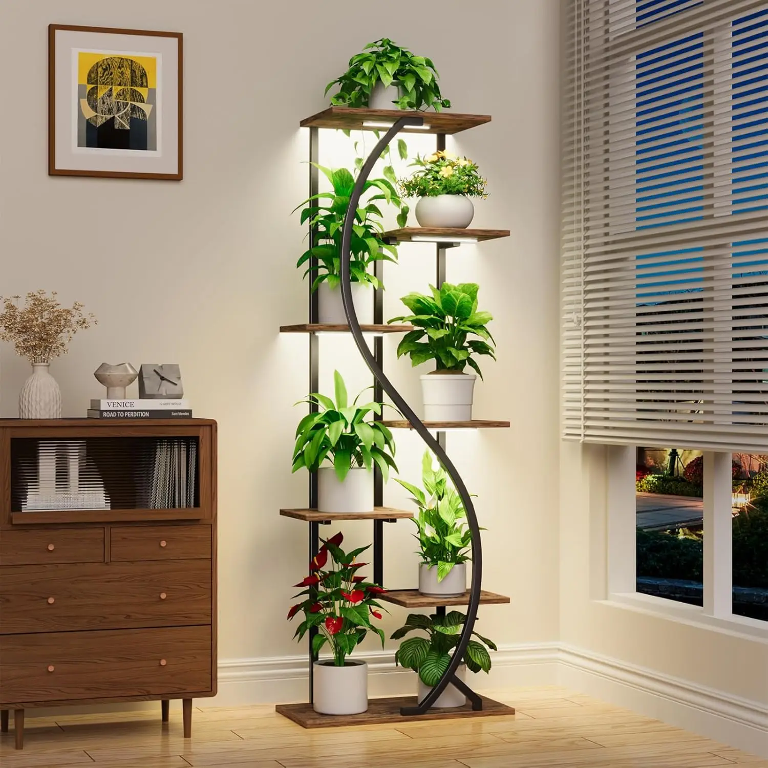 59" Tall Indoor Plant Stand with Grow Light, 7-Tier Metal Shelf for Living Room, Patio Decor
59" Tall Indoor Plant Stand with Grow Light, 7-Tier Metal Shelf for Living Room, Patio Decor