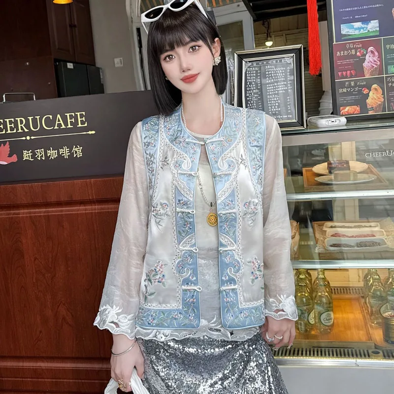 Spring And Autumn New Fashion O-Neck Women's Chinese Style Acetate Fabric Flowers Embroidered Single Breasted Vest S-XXL
Spring And Autumn New Fashion O-Neck Women's Chinese Style Acetate Fabric Flowers Embroidered Single Breasted Vest S-XXL