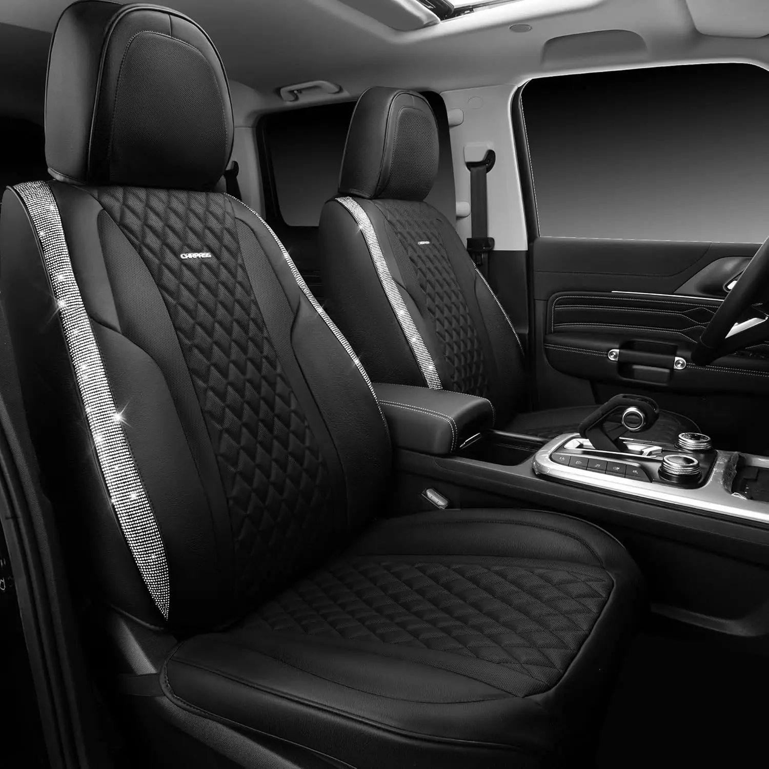 1 Pair Shining Rhinestone & Nappa Leather Bling Seat Covers Cushioned Front only,Waterproof&Heavy-Duty Anti-Slip Universal Fit f
1 Pair Shining Rhinestone & Nappa Leather Bling Seat Covers Cushioned Front only,Waterproof&Heavy-Duty Anti-Slip Universal Fit f