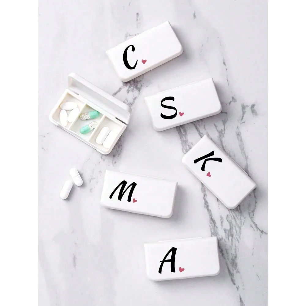 1pc Mini Pill Box With Three Compartments, In White Colors Portable Pill Organizer, Pink Heart-Shaped Print, Black Letters A-Z,Compact And Convenient, Suitable For Trave Medicine Box, Cute Weekly Travel Pill Case Organizer, Independent Compartment Case,Su
1pc Mini Pill Box With Three Compartments, In White Colors Portable Pill Organizer, Pink Heart-Shaped Print, Black Letters A-Z,Compact And Convenient, Suitable For Trave Medicine Box, Cute Weekly Travel Pill Case Organizer, Independent Compartment Case,Su