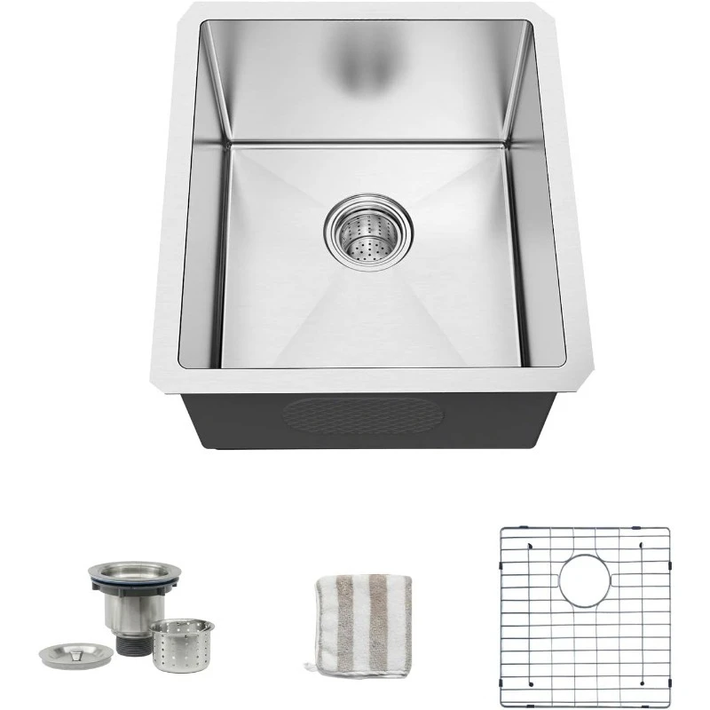 13 x 15 Inch Undermount Kitchen Sink, Premium 304 Stainless Steel Bar Sink - 8 Inches Deep Basin Single Bowl Sink
13 x 15 Inch Undermount Kitchen Sink, Premium 304 Stainless Steel Bar Sink - 8 Inches Deep Basin Single Bowl Sink