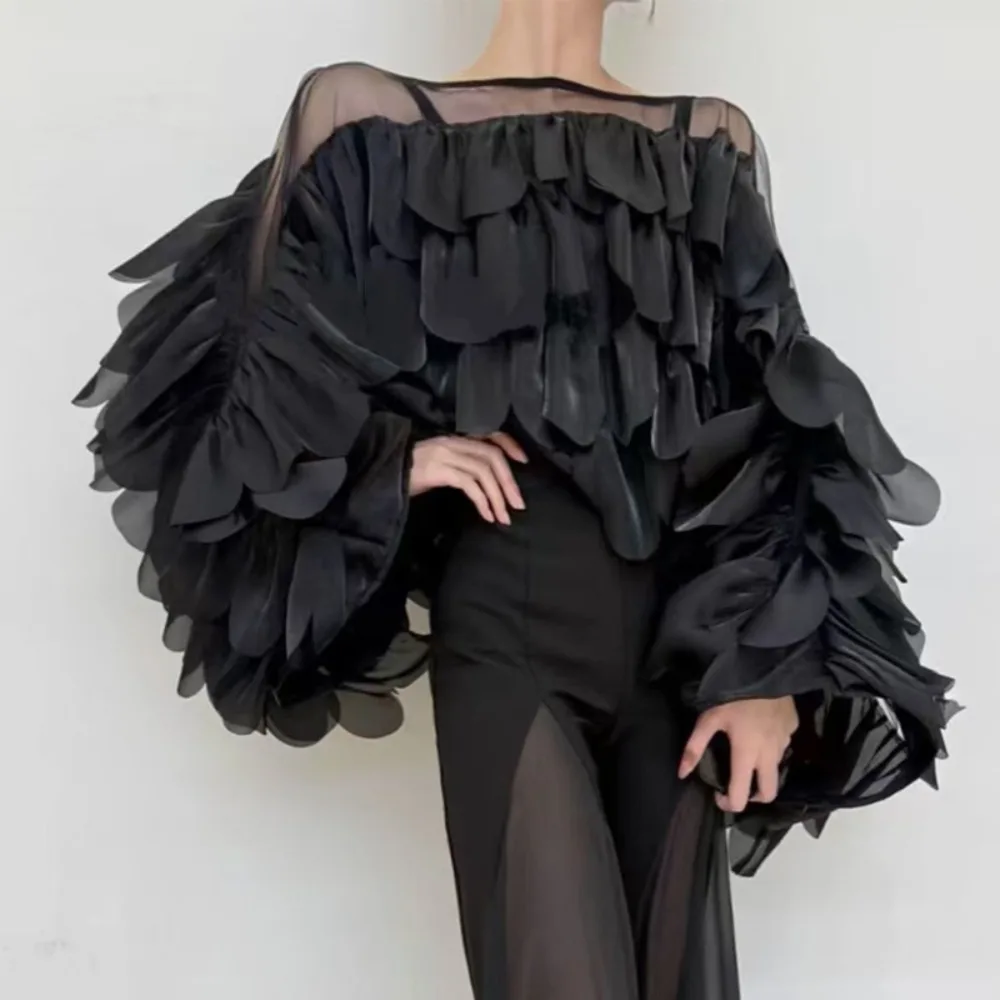 Женская летняя повседневная блузка с длинным рукавом, сетчатыми вставками и оборками, топ для вечеринок, оптом
Женская летняя повседневная блузка с длинным рукавом, сетчатыми вставками и оборками, топ для вечеринок, оптом