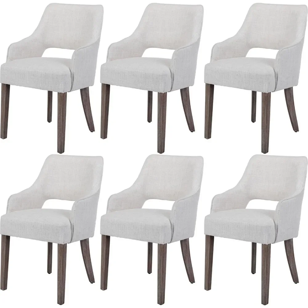 Dining Chair Set of 6 with Hollow Back, Padded Seat, Wood Legs, Linen Upholstered Accent Kitchen Chairs, Modern Dining Chair
Dining Chair Set of 6 with Hollow Back, Padded Seat, Wood Legs, Linen Upholstered Accent Kitchen Chairs, Modern Dining Chair