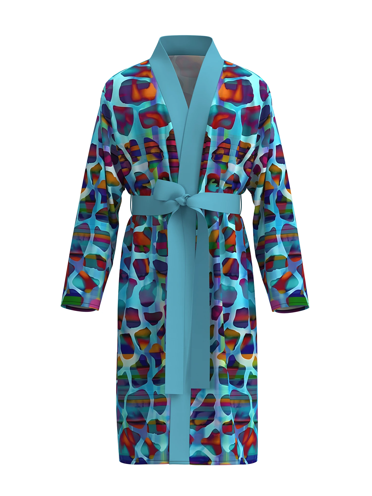 Men's 3D printed bathrobe cyan amber pattern skin-friendly quick-drying spring and autumn thin style with belt
Men's 3D printed bathrobe cyan amber pattern skin-friendly quick-drying spring and autumn thin style with belt