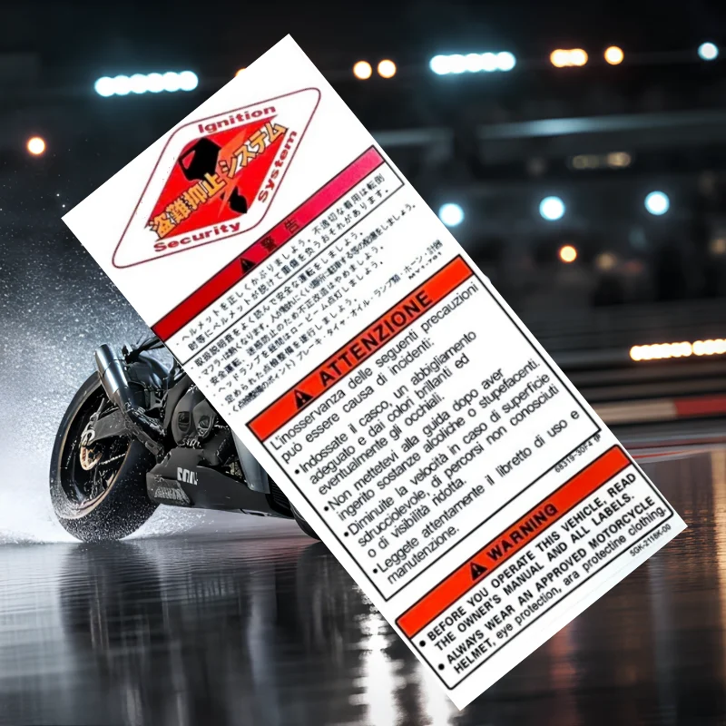 For Suzuki WARNING ATTENZIONE Scooter Ignition System Security Stickers Helmet Decals Waterproof Motorcycle modification Decal
For Suzuki WARNING ATTENZIONE Scooter Ignition System Security Stickers Helmet Decals Waterproof Motorcycle modification Decal