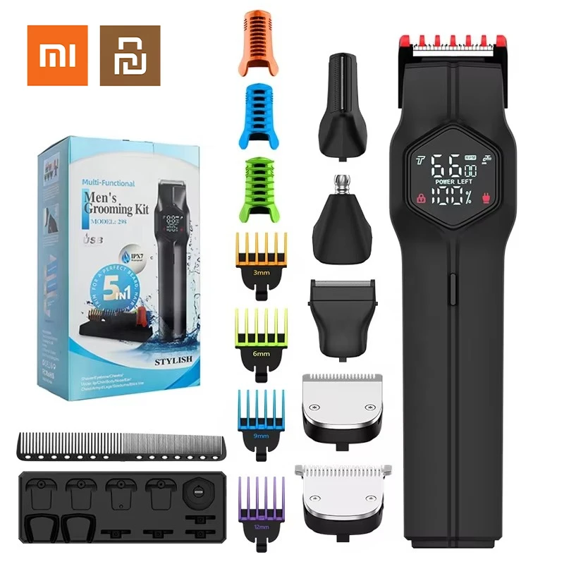 Набор триммеров для бороды Xiaomi Youpin 5 в 1, перезаряжаемая беспроводная машинка для стрижки волос на теле для мужчин с магнитным лезвием, триммер для волос IPX7
Набор триммеров для бороды Xiaomi Youpin 5 в 1, перезаряжаемая беспроводная машинка для стрижки волос на теле для мужчин с магнитным лезвием, триммер для волос IPX7