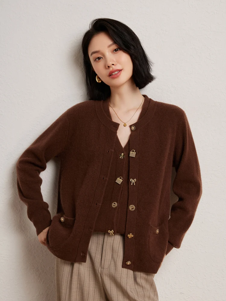 Women O-neck Cashmere Cardigan Long Sleeve Sweater Office Lady 100% Cashmere Knitwear Autumn Winter Button Style Chic Solid Tops
Women O-neck Cashmere Cardigan Long Sleeve Sweater Office Lady 100% Cashmere Knitwear Autumn Winter Button Style Chic Solid Tops