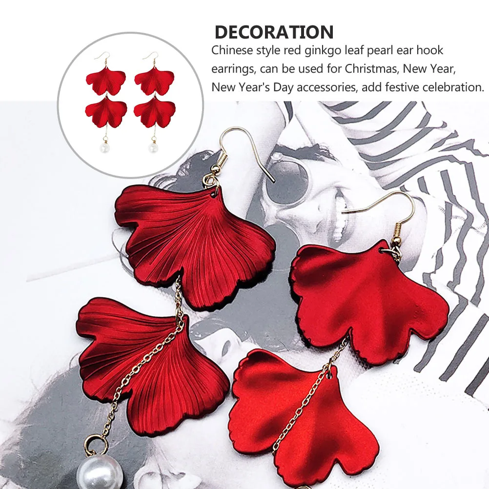 1 Pair Red Ginkgo Leaf Pearl Earrings Silver Hypoallergenic Chinoiserie Ear Pendant Stylish Trendy Festival Jewelry Decorative
1 Pair Red Ginkgo Leaf Pearl Earrings Silver Hypoallergenic Chinoiserie Ear Pendant Stylish Trendy Festival Jewelry Decorative