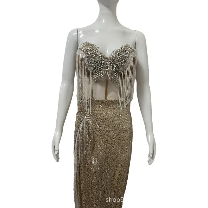 Sexy Fishbone Tube Top Tassel Bright Diamond Music Festival Singer Performance Uniform Female DS Bar Dance Hip Skirt Ever Pretty
Sexy Fishbone Tube Top Tassel Bright Diamond Music Festival Singer Performance Uniform Female DS Bar Dance Hip Skirt Ever Pretty