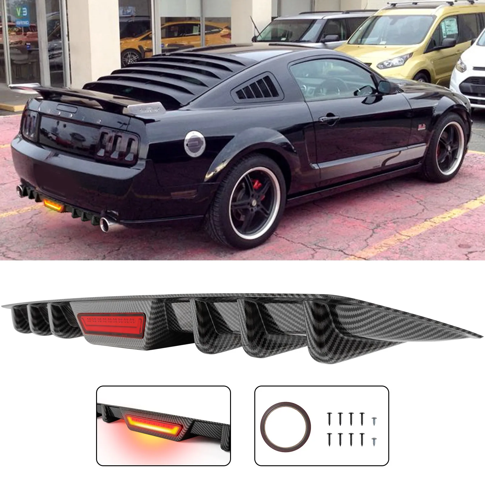 For Ford Mustang 90-04 Carbon Rear Bumper Diffuser w/ LED Brake Stop Tail Light
For Ford Mustang 90-04 Carbon Rear Bumper Diffuser w/ LED Brake Stop Tail Light