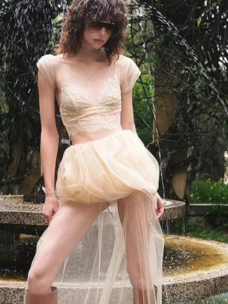 Whatiwear Fashion 2 Piece Set Women Trend Lace Tank Top+Ruched Puffy Skirts Sweet Mesh Patchwork Matching Elegant Chic Suits
Whatiwear Fashion 2 Piece Set Women Trend Lace Tank Top+Ruched Puffy Skirts Sweet Mesh Patchwork Matching Elegant Chic Suits