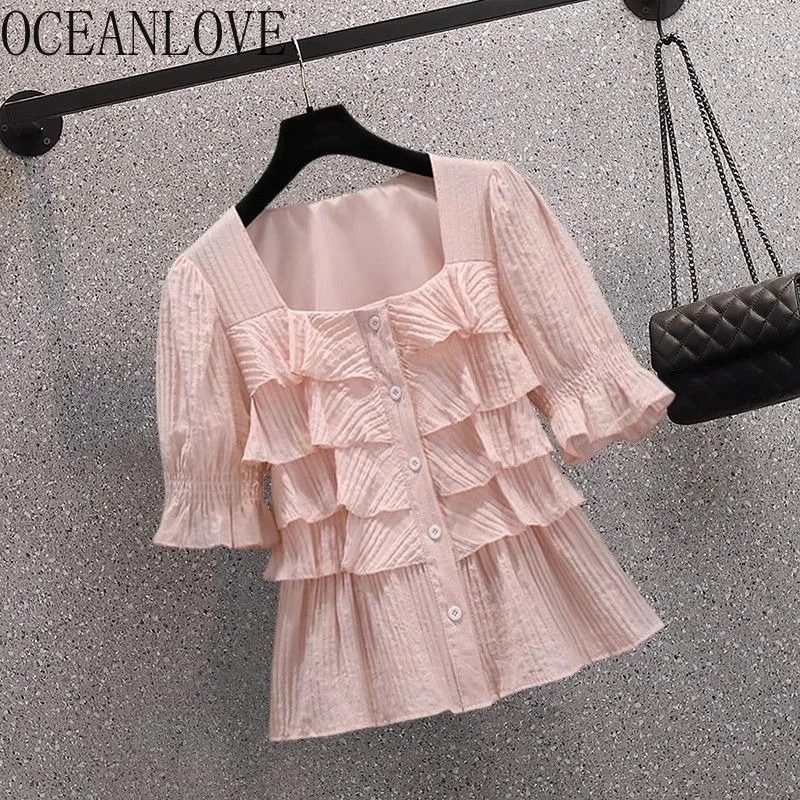 OCEANLOVE блузки милые однотонные рубашки с пышными рукавами и оборками весна-лето женские рубашки корейская мода шикарные с квадратным вырезом Blusas Mujer
OCEANLOVE блузки милые однотонные рубашки с пышными рукавами и оборками весна-лето женские рубашки корейская мода шикарные с квадратным вырезом Blusas Mujer