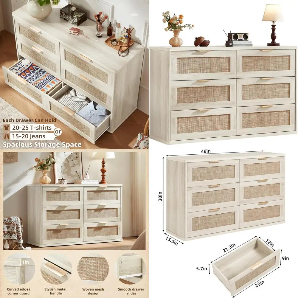 Wide White Boho Style 48 Drawer Chest for Bedroom, Living Room, and Hallway Storage
Wide White Boho Style 48 Drawer Chest for Bedroom, Living Room, and Hallway Storage