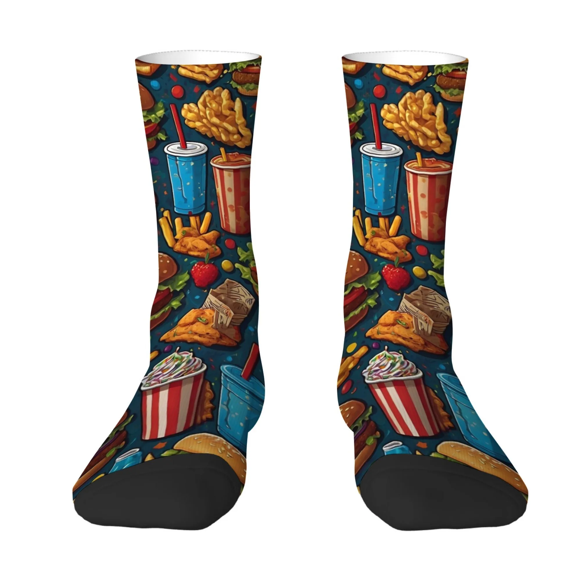 Fun Coca-Cola Burger Fries Print Men's Socks Soft Breathable Socks Hip Hop Street Harajuku Retro Outdoor Sports Cycling Socks
Fun Coca-Cola Burger Fries Print Men's Socks Soft Breathable Socks Hip Hop Street Harajuku Retro Outdoor Sports Cycling Socks