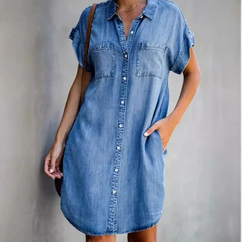 Plus Size Women's Summer Mini Shirt Dress Large Size Casual Loose Single Breasted Sundress Retro Office Short-Sleeved Dresses
Plus Size Women's Summer Mini Shirt Dress Large Size Casual Loose Single Breasted Sundress Retro Office Short-Sleeved Dresses