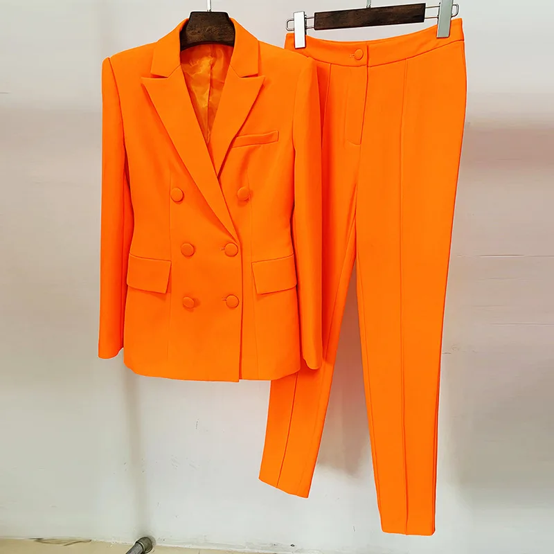 Woman 2 Pieces Blazer Pants Sets Orange 2023 New in Fashion Double Breasted Button OL Business Blazer Trousers Pant Suit
Woman 2 Pieces Blazer Pants Sets Orange 2023 New in Fashion Double Breasted Button OL Business Blazer Trousers Pant Suit