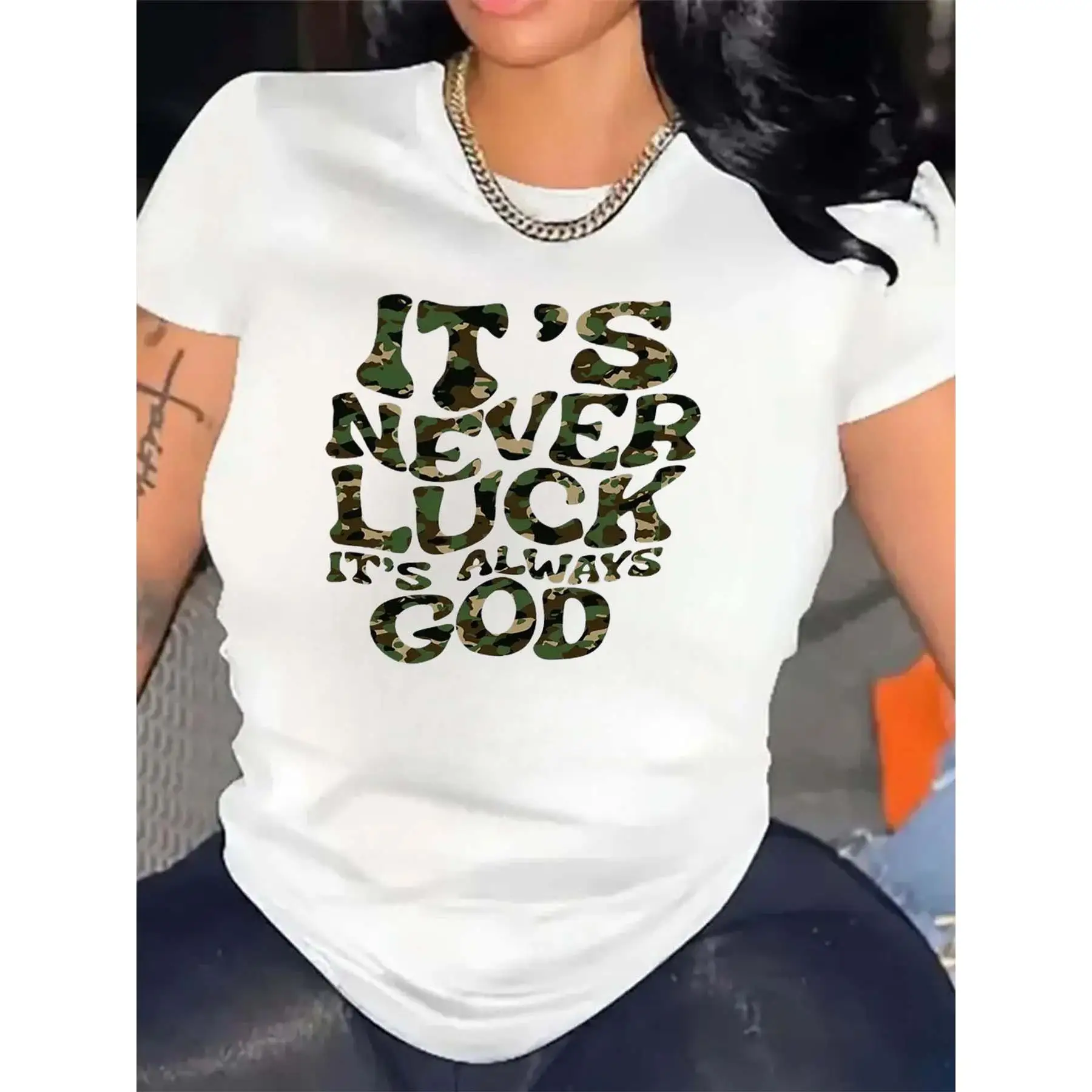 This Is Not Luck, Always God 180G Women'S Pure Casual Round Neck T-Shirt, Spring And Summer Women'S Casual Short Sleeved Shirt
This Is Not Luck, Always God 180G Women'S Pure Casual Round Neck T-Shirt, Spring And Summer Women'S Casual Short Sleeved Shirt