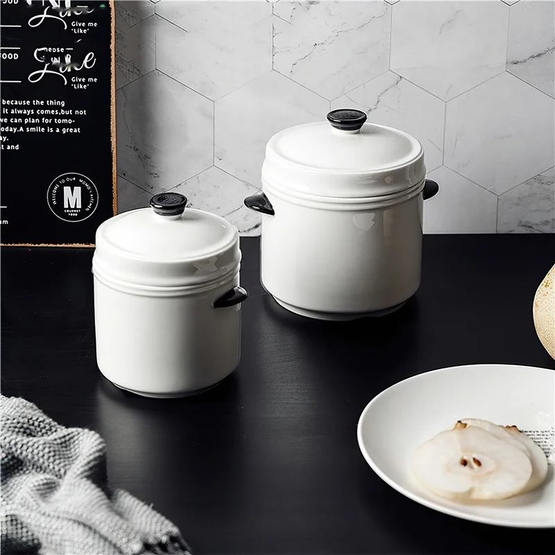 Ceramic Stew Pot Korean Double Ear with Cover White Round Soup Bowl Cooking Utensils Household Kitchen Supplies Tableware
Ceramic Stew Pot Korean Double Ear with Cover White Round Soup Bowl Cooking Utensils Household Kitchen Supplies Tableware