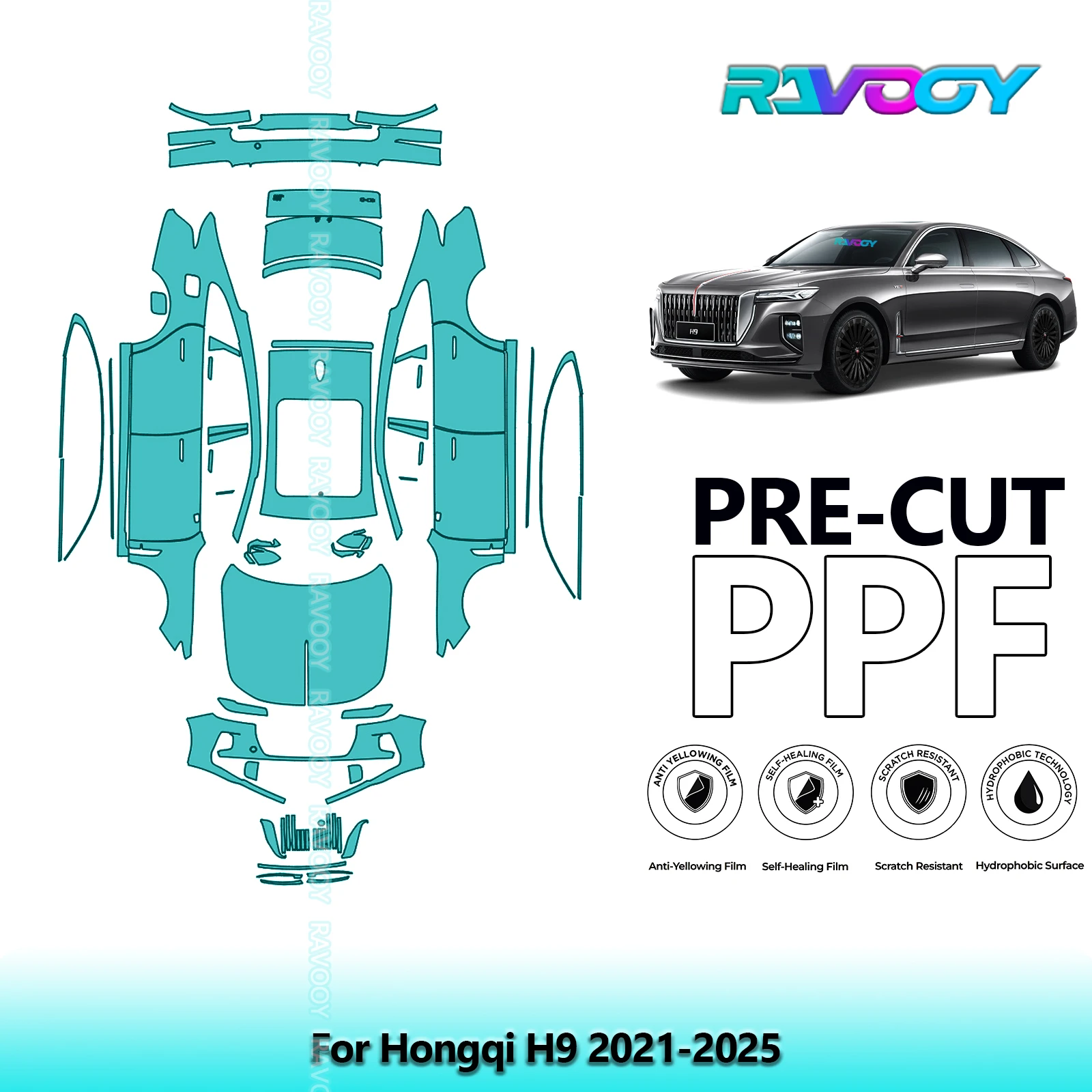 Full Vehicle Clear Bra Precut PPF Paint Protection Film For Hongqi H9 2021-2025
Full Vehicle Clear Bra Precut PPF Paint Protection Film For Hongqi H9 2021-2025