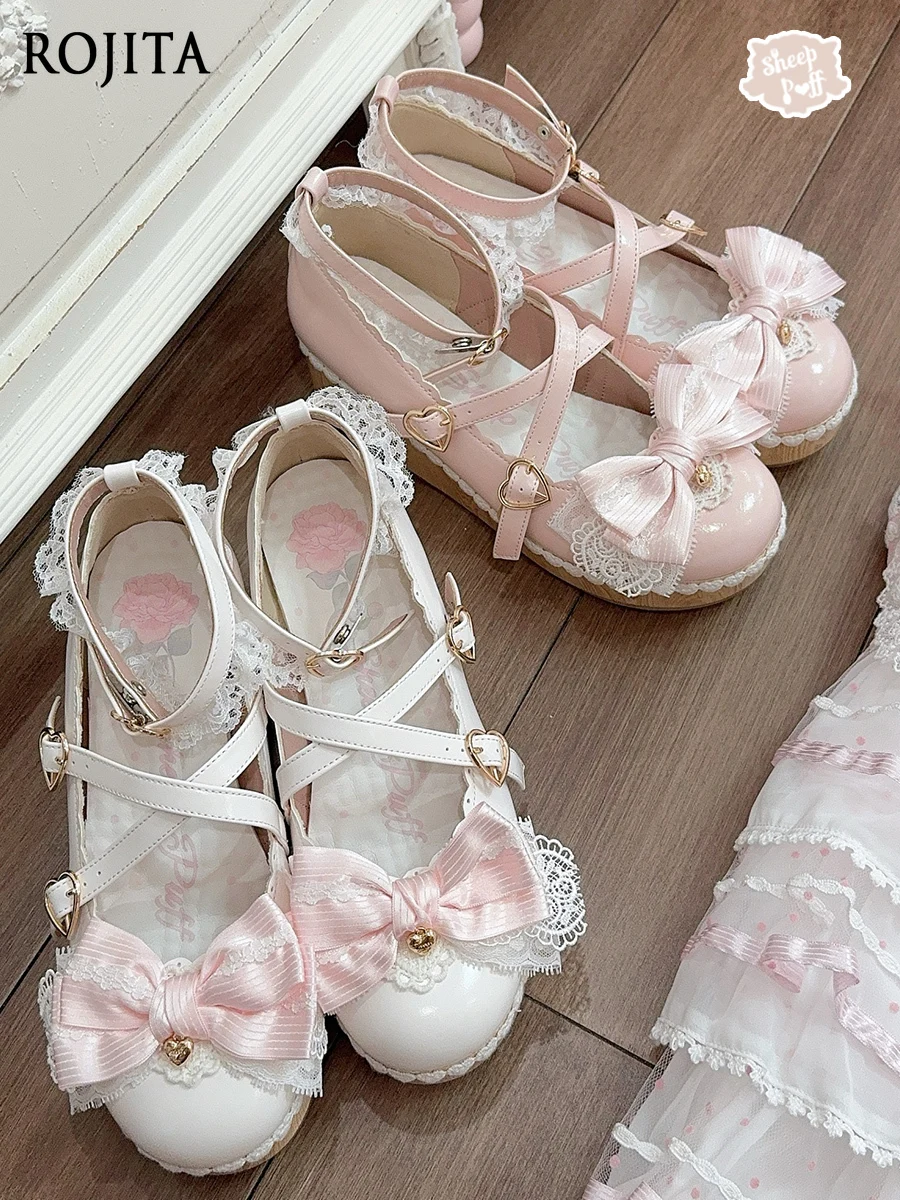 Retro Platform Shoes Lolita Imitation Wood Grain Sole Pointed Round Head Muffin Shoeswomen Sweet Lace Decorative Bow Shoeses 
Retro Platform Shoes Lolita Imitation Wood Grain Sole Pointed Round Head Muffin Shoeswomen Sweet Lace Decorative Bow Shoeses