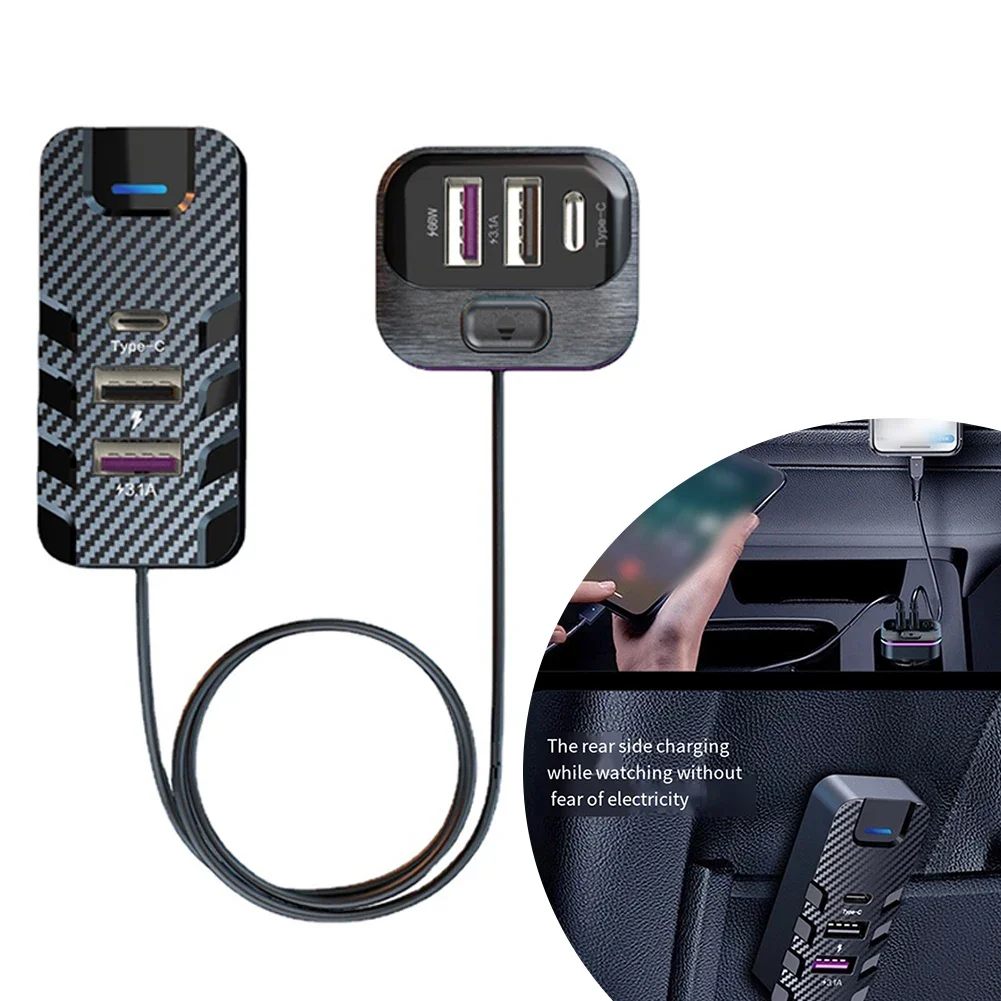 66W 6-Port USB Car Charger With USB-C PD And For QC3.0 Fast Charging Support For Smartphones Tablets Dashcams 1.5m Cable
66W 6-Port USB Car Charger With USB-C PD And For QC3.0 Fast Charging Support For Smartphones Tablets Dashcams 1.5m Cable