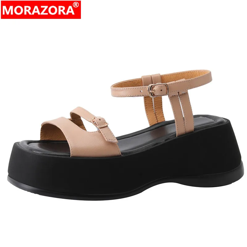 MORAZORA New Sheepskin Leather Buckle Shoes For Women 2024 Casual Platform Sandals Ladies Solid Chunky Sandals
MORAZORA New Sheepskin Leather Buckle Shoes For Women 2024 Casual Platform Sandals Ladies Solid Chunky Sandals