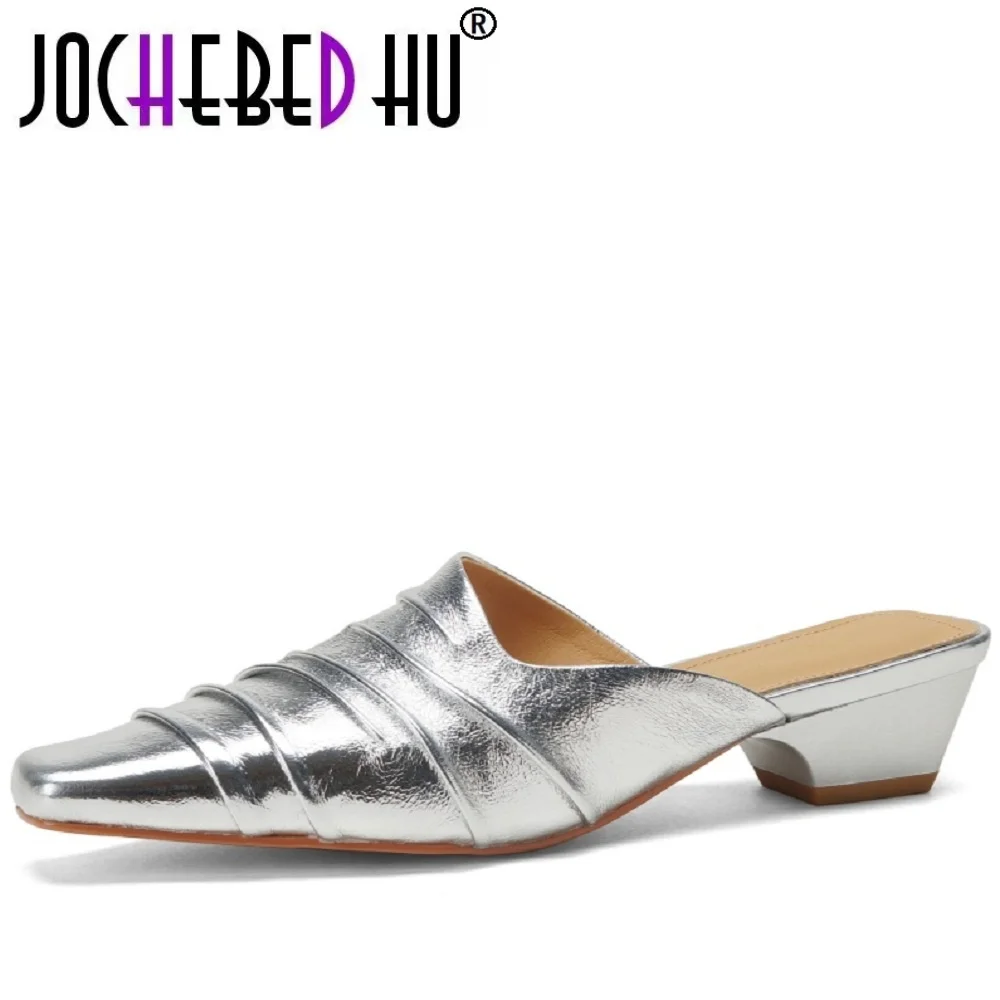 【JOCHEBED HU】Handmade Genuine Leather Casual Folded Mid Heel Women Slip-On oes Commute Sle Pleated Upfront Slippers 34-40
【JOCHEBED HU】Handmade Genuine Leather Casual Folded Mid Heel Women Slip-On oes Commute Sle Pleated Upfront Slippers 34-40