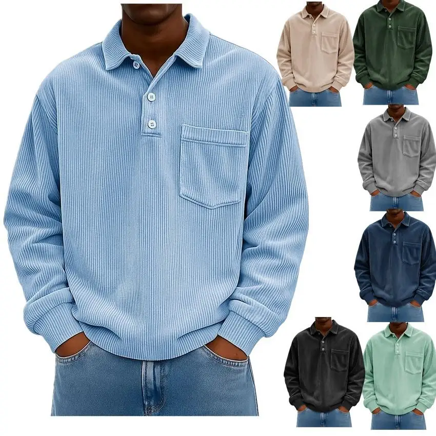 Men's Corduroy Long Sleeve Lapel Shirt Iron-Free Processing Easy to Deform Resistant Summer Fashion Inner Wear Pure Color
Men's Corduroy Long Sleeve Lapel Shirt Iron-Free Processing Easy to Deform Resistant Summer Fashion Inner Wear Pure Color