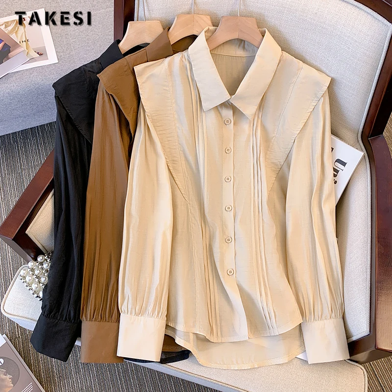 Japan Style Turn-down Collar Long Sleeve Solid Color Simple Blouses 2023 Autumn Women Basics Casual Single Breasted Shirts
Japan Style Turn-down Collar Long Sleeve Solid Color Simple Blouses 2023 Autumn Women Basics Casual Single Breasted Shirts