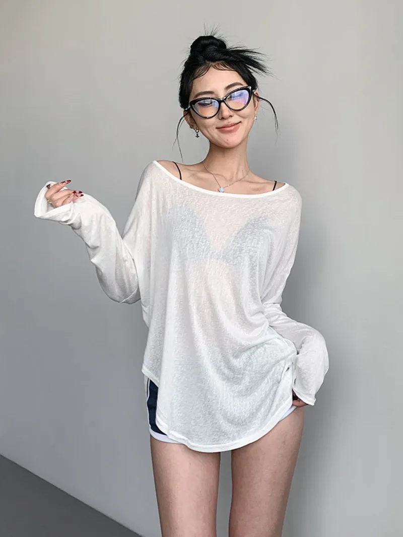 Women's Spring/summer Round Neck Long Sleeve Backless T-shirt Beach Sun Protection Loose Lazy Style Sexy Solid Top 0GXK
Women's Spring/summer Round Neck Long Sleeve Backless T-shirt Beach Sun Protection Loose Lazy Style Sexy Solid Top 0GXK