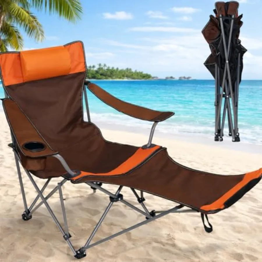 Camping Lounge Chair with Headrest Footrest and Storage Bag, Portable Folding Reclining Camping Chair with Foot Rest for Adults
Camping Lounge Chair with Headrest Footrest and Storage Bag, Portable Folding Reclining Camping Chair with Foot Rest for Adults