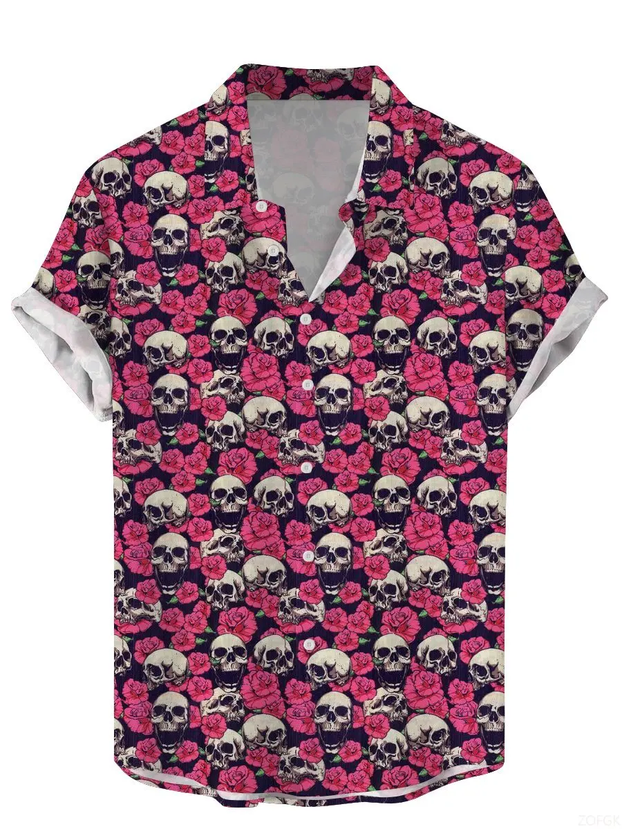 Vintage Skull Floral Men's Shirts Funny Sugar 3D Print Streetwear Short Sleeved Hawaiian Shirt Lapel For Men
Vintage Skull Floral Men's Shirts Funny Sugar 3D Print Streetwear Short Sleeved Hawaiian Shirt Lapel For Men