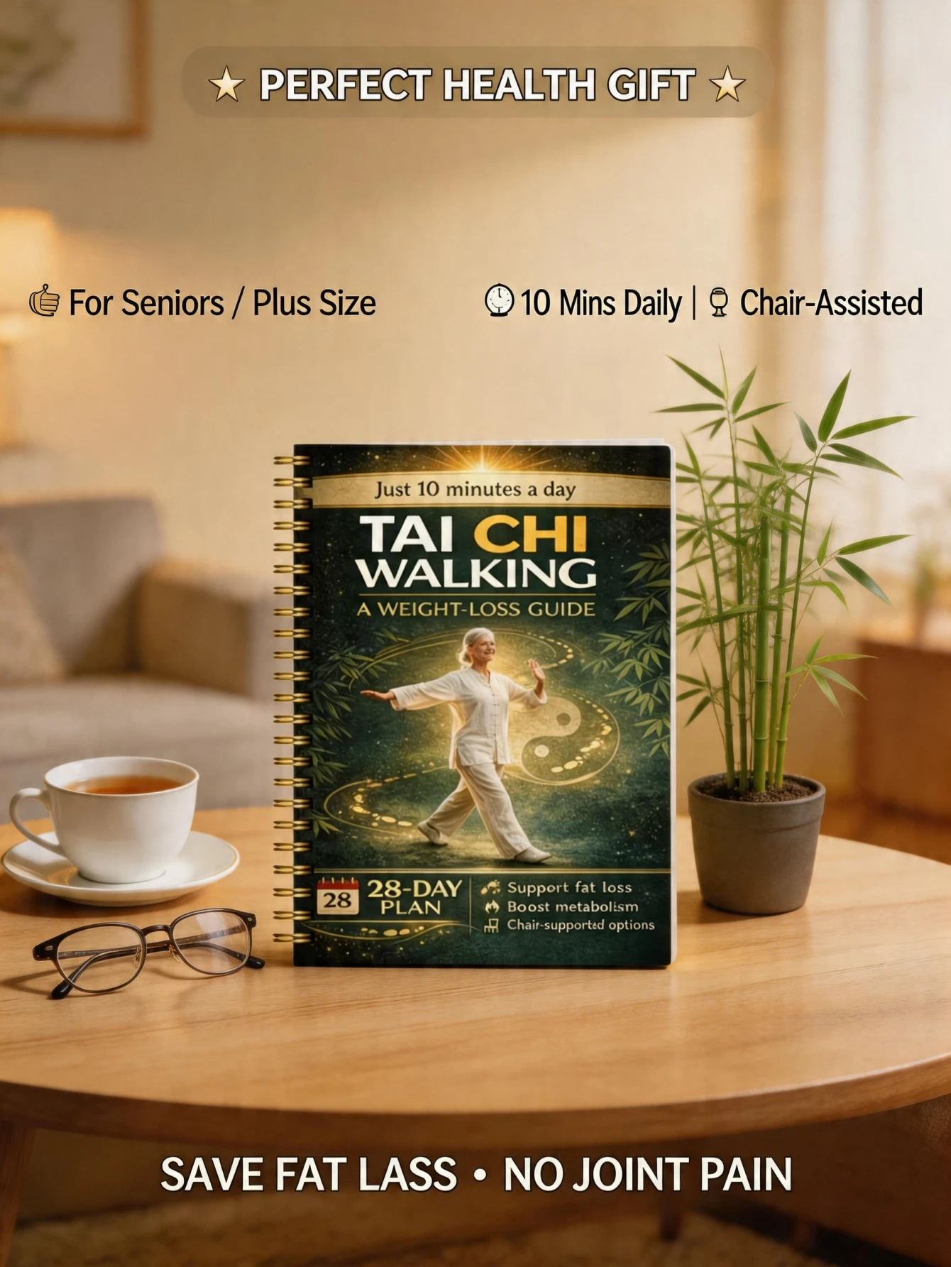 1pcs Gentle Tai Chi for Seniors 60+, 28-Day Beginner-Friendly Exercise Guide, Short Daily Routines to Enhance Balance, Reduce Stiffness & Support Overall Wellbeing
1pcs Gentle Tai Chi for Seniors 60+, 28-Day Beginner-Friendly Exercise Guide, Short Daily Routines to Enhance Balance, Reduce Stiffness & Support Overall Wellbeing
