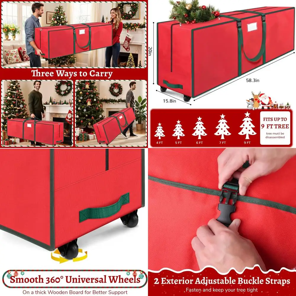 9-футовая сумка для хранения праздничной елки с колесами, прочная сумка для рождественской елки для удобной транспортировки и хранения
9-футовая сумка для хранения праздничной елки с колесами, прочная сумка для рождественской елки для удобной транспортировки и хранения