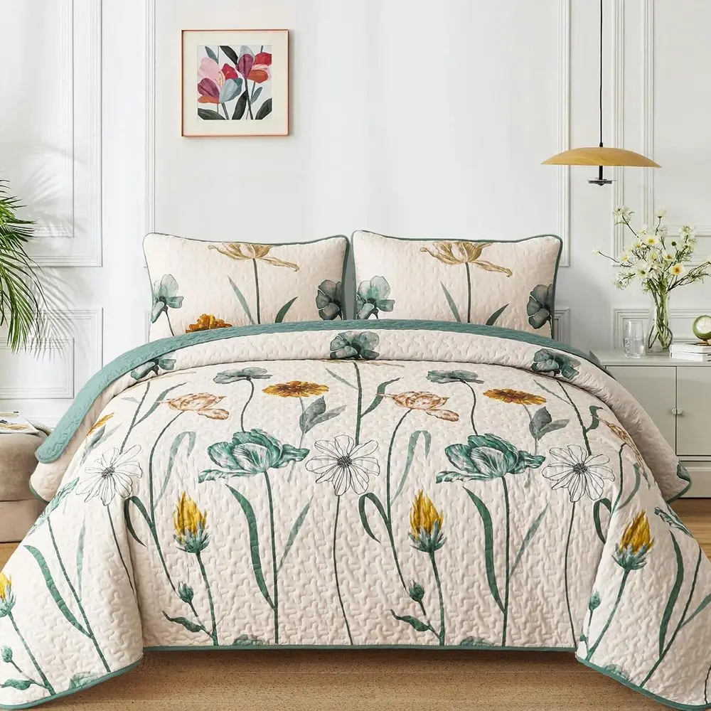 loral Quilt Set Queen,Green Yellow loral Botanical Bedspread Bedding Set with 2 Pillowcase,Spring Summer Lightweight armhouse Co
loral Quilt Set Queen,Green Yellow loral Botanical Bedspread Bedding Set with 2 Pillowcase,Spring Summer Lightweight armhouse Co