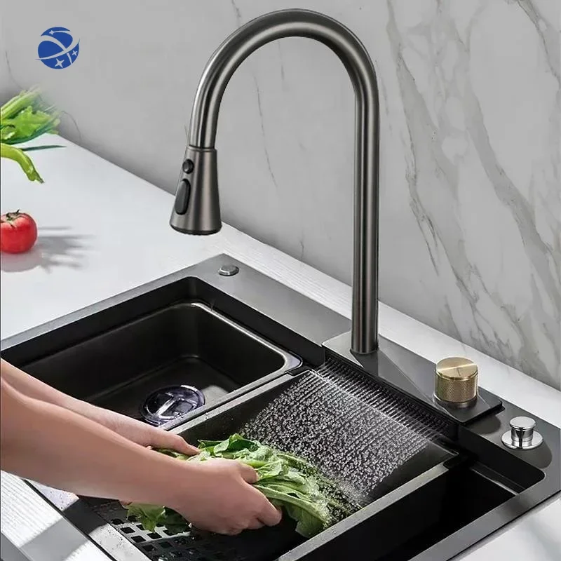 Luxury Kitchen Sinks Multifunctional Sink Modern Waterfall Rainfall Single Bowl Kitchen Sink Set Black 304 Stainless Steel China
Luxury Kitchen Sinks Multifunctional Sink Modern Waterfall Rainfall Single Bowl Kitchen Sink Set Black 304 Stainless Steel China