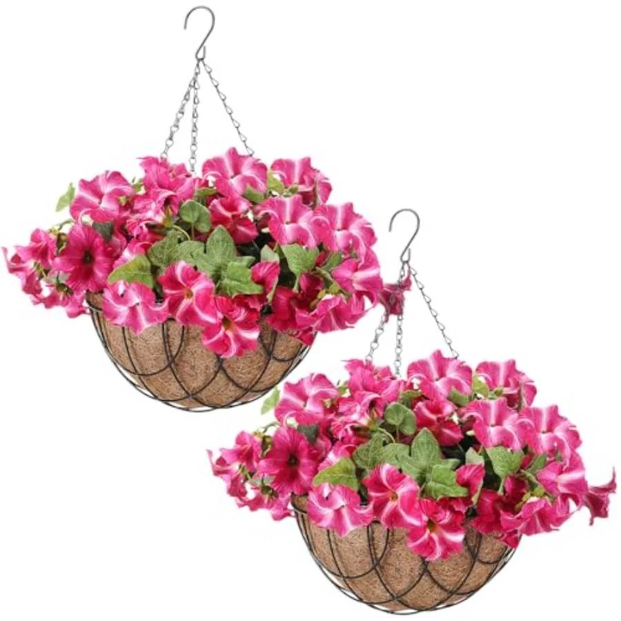 2 Pack Artificial Hanging Flowers in Basket for Spring Summer Outdoor Decor Fake Hanging Plant Faux Petunias Flower with 12 inc
2 Pack Artificial Hanging Flowers in Basket for Spring Summer Outdoor Decor Fake Hanging Plant Faux Petunias Flower with 12 inc