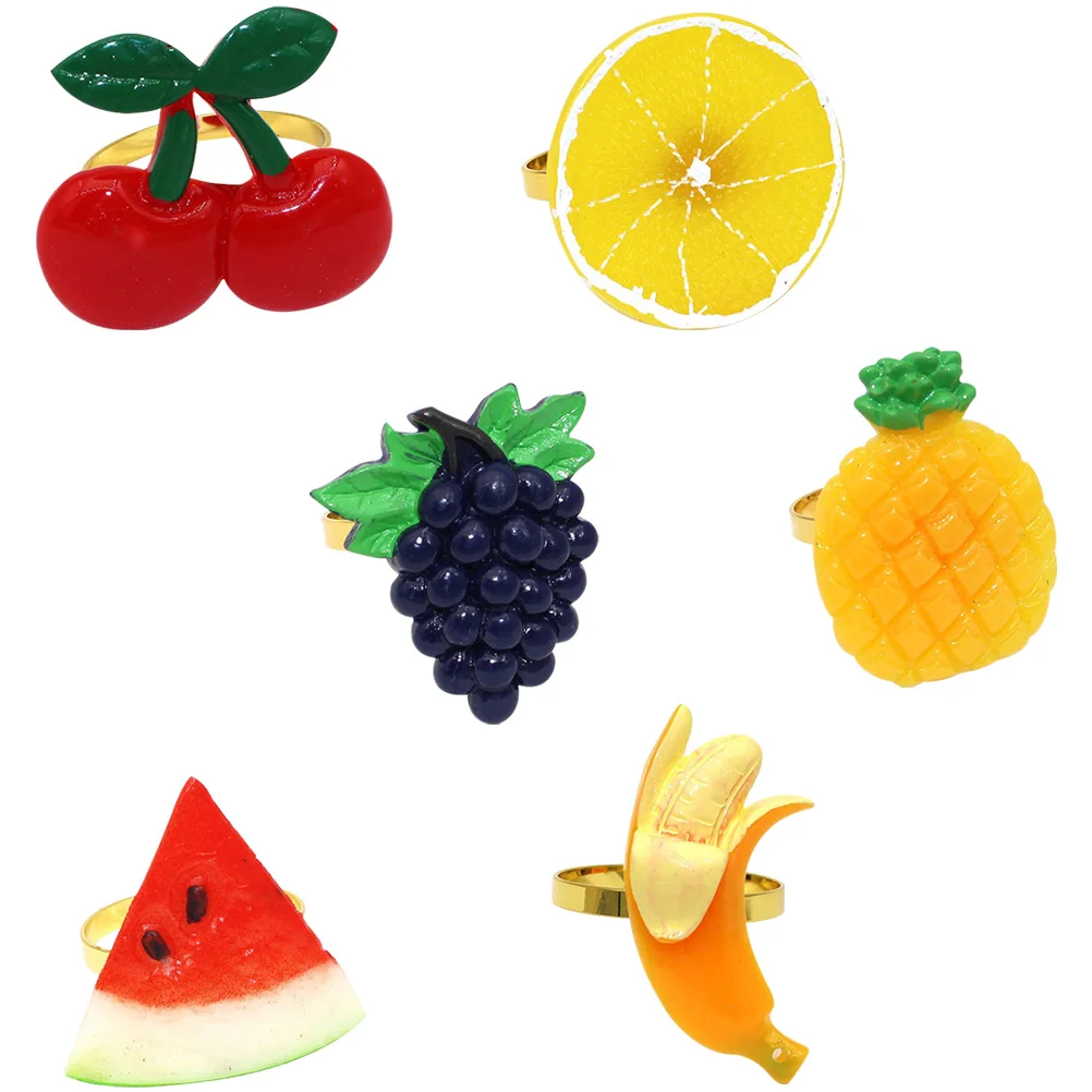 6 Pcs Fruit Napkin Buckle Tropical Ring Rings Beach Holder Shaped Decorations Luau Bands Alloy
6 Pcs Fruit Napkin Buckle Tropical Ring Rings Beach Holder Shaped Decorations Luau Bands Alloy