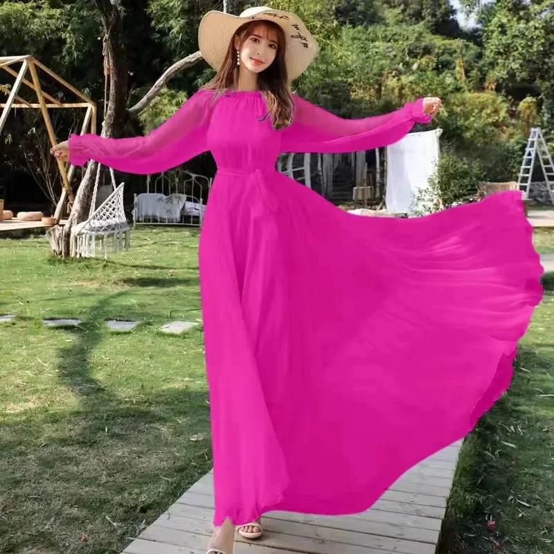 Women Chiffon Lace Up Dress Summer New Long Sleeved Fashion Bohemia Beach Resort Fairy Dresses Female Vestidos Women Clothing
Women Chiffon Lace Up Dress Summer New Long Sleeved Fashion Bohemia Beach Resort Fairy Dresses Female Vestidos Women Clothing