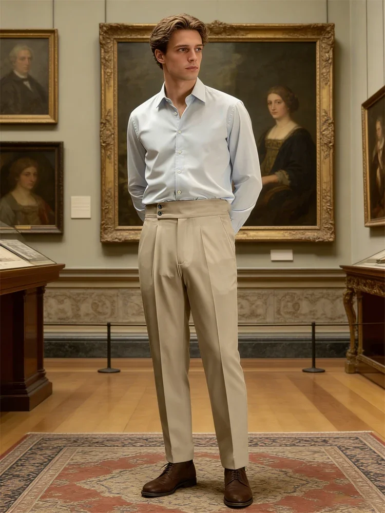 Новые повседневные мужские брюки с высокой талией, однотонные, классические, весенние, модные, с поясом, для офиса, плиссированные, прямые
Новые повседневные мужские брюки с высокой талией, однотонные, классические, весенние, модные, с поясом, для офиса, плиссированные, прямые