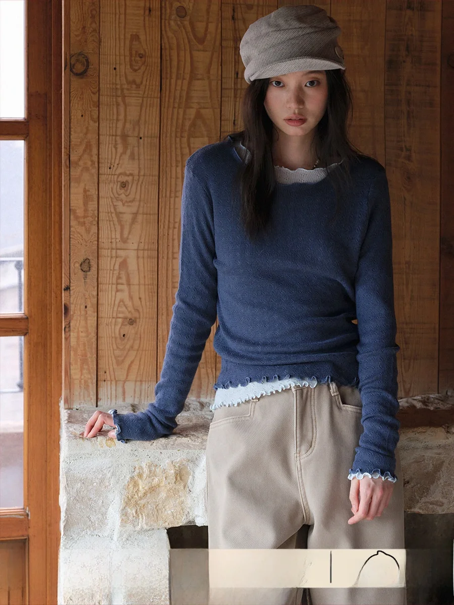 Blueerror Women's Slim Fit Lace Trim Hollow out round Ne Base irt ort Knitted Top Early Spring T-irt French Sle Sof...
Blueerror Women's Slim Fit Lace Trim Hollow out round Ne Base irt ort Knitted Top Early Spring T-irt French Sle Sof...