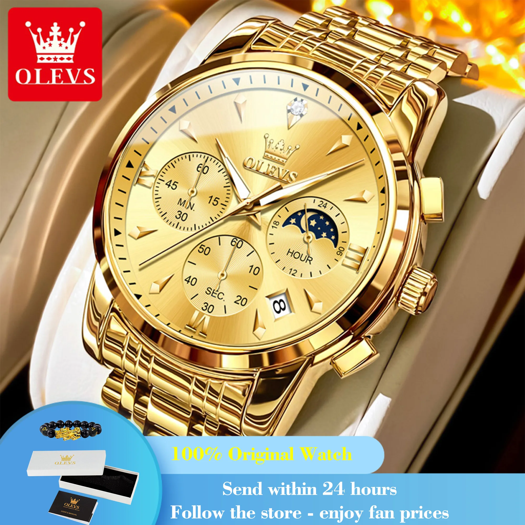 OLEVS 3639 Man Watches Moon Phase Quartz Watch For Men Fashion Chronograph Luxury Wristwatch Waterproof Luminous Date Hand Clock
OLEVS 3639 Man Watches Moon Phase Quartz Watch For Men Fashion Chronograph Luxury Wristwatch Waterproof Luminous Date Hand Clock
